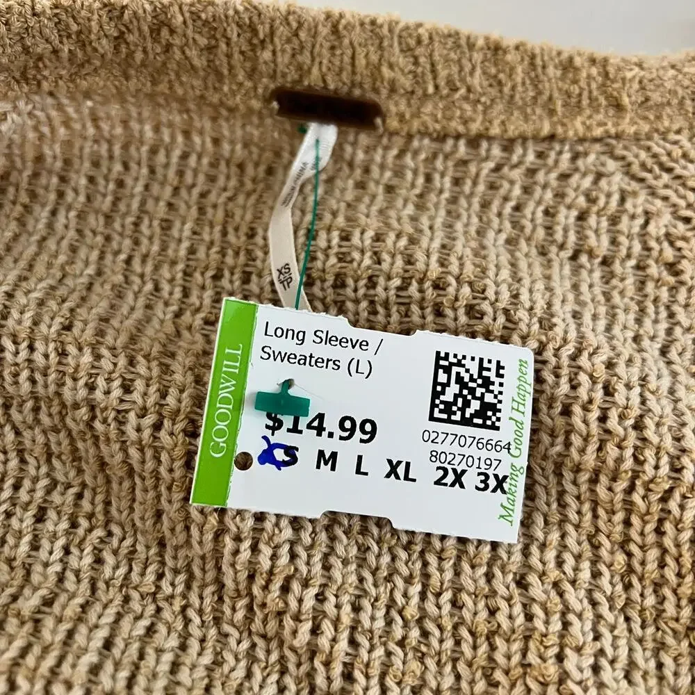 Free People Sweater Womens Size XS Camel Brown V Neck Knit Cropped Pullover - Picture 14 of 16